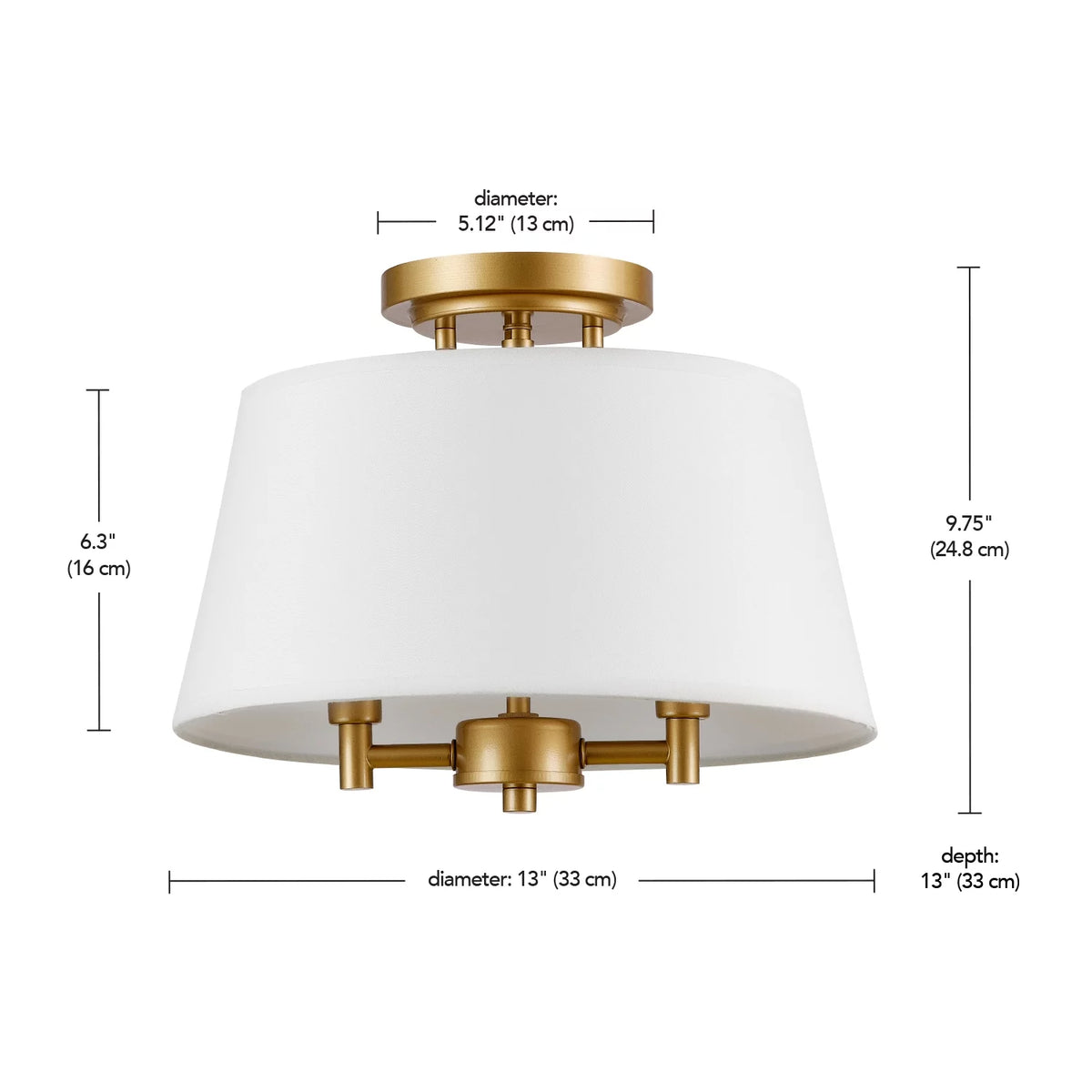 2-Light Flush Mount Burnished Brass H416491