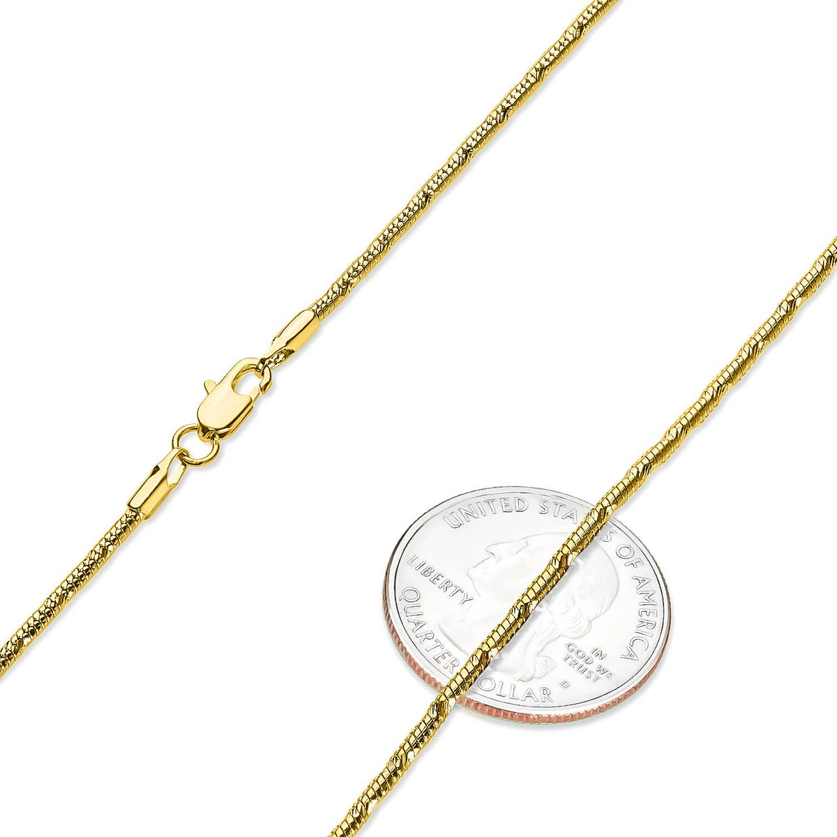14k Yellow Gold Plated Snake Choker Chain Necklace, 16 inches V20196