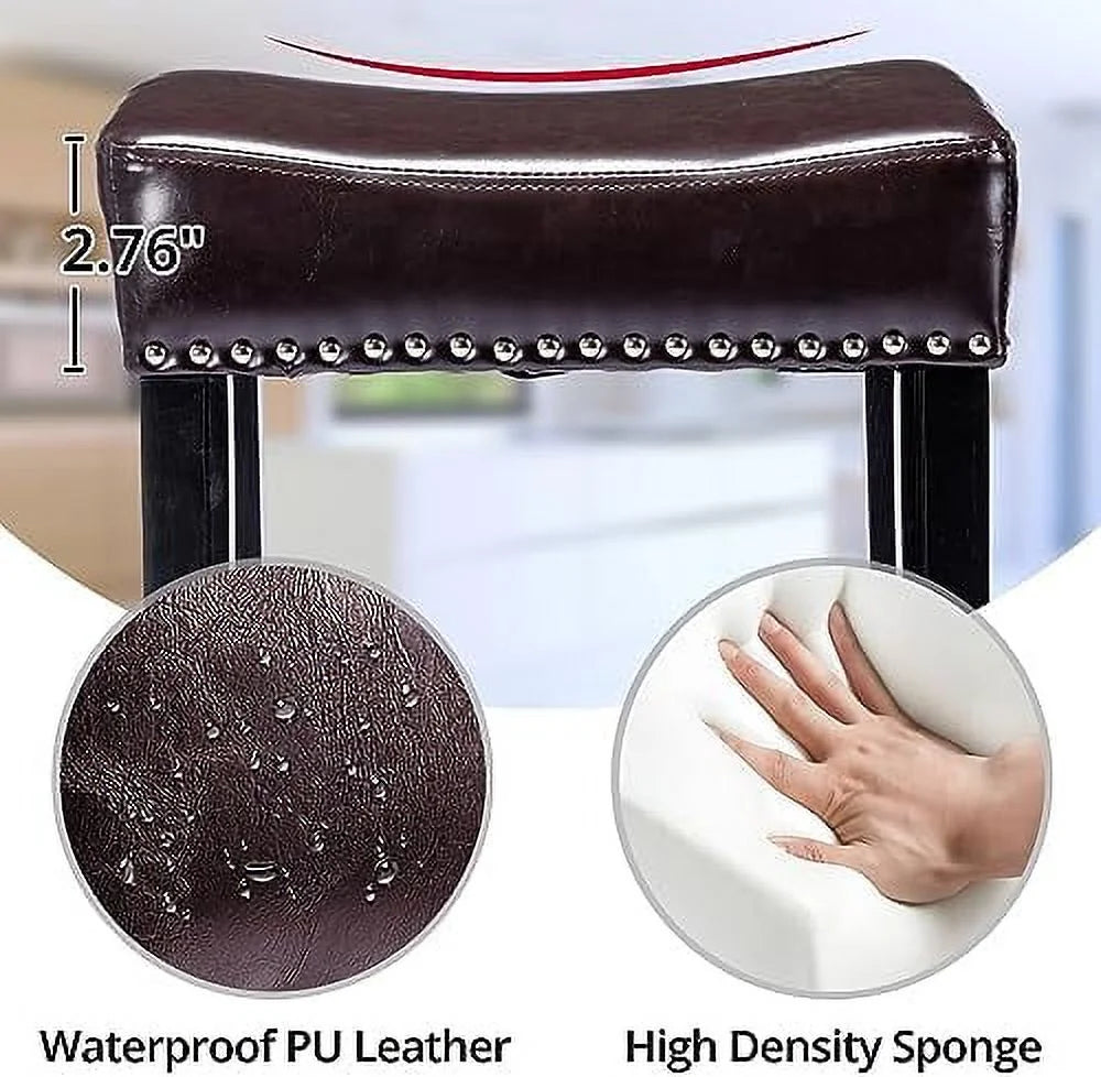 Counter Height Barstools Set of 2 26 inch Solid Wood PU Leather Backless S613