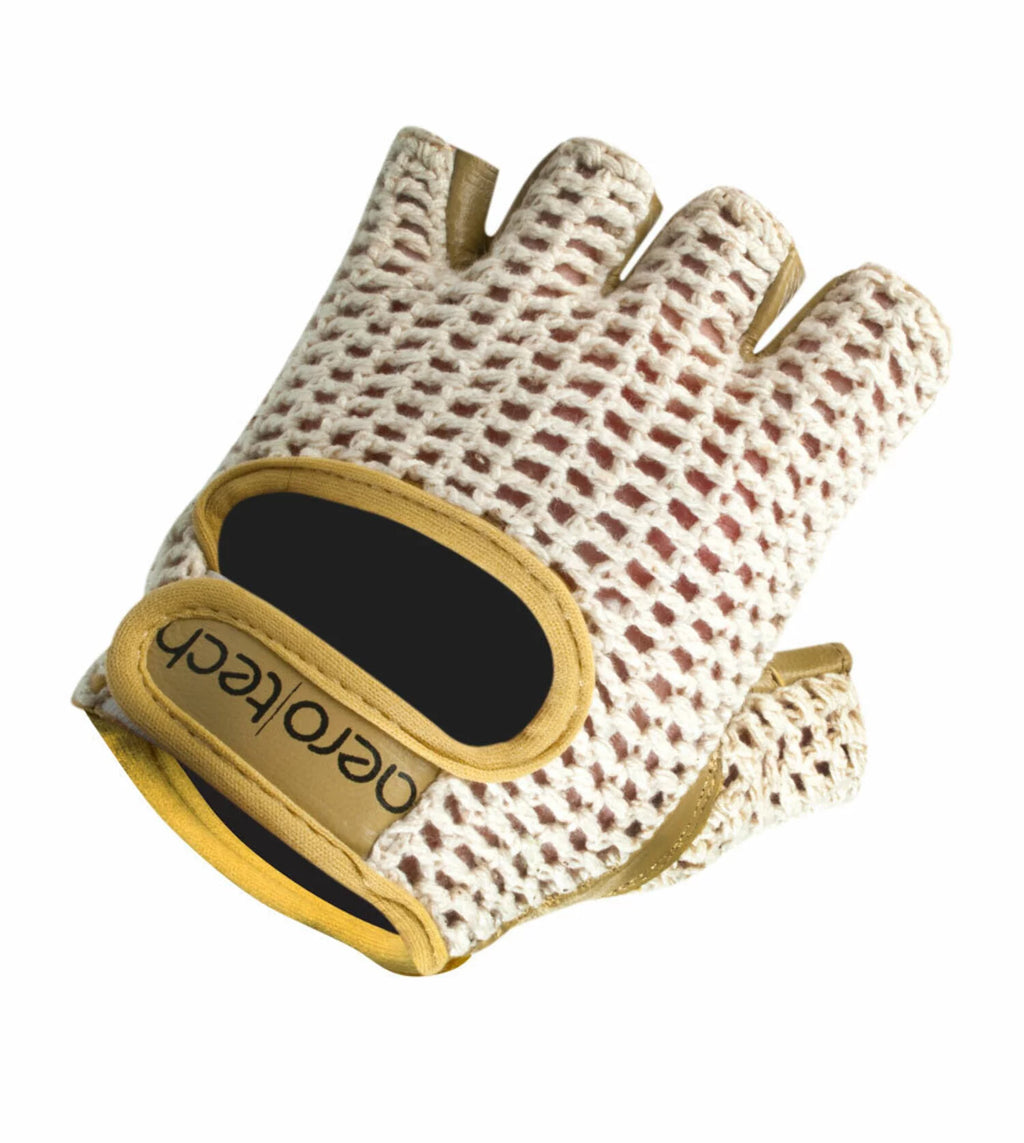 Leather and Cotton Crochet Fingerless Gloves W738