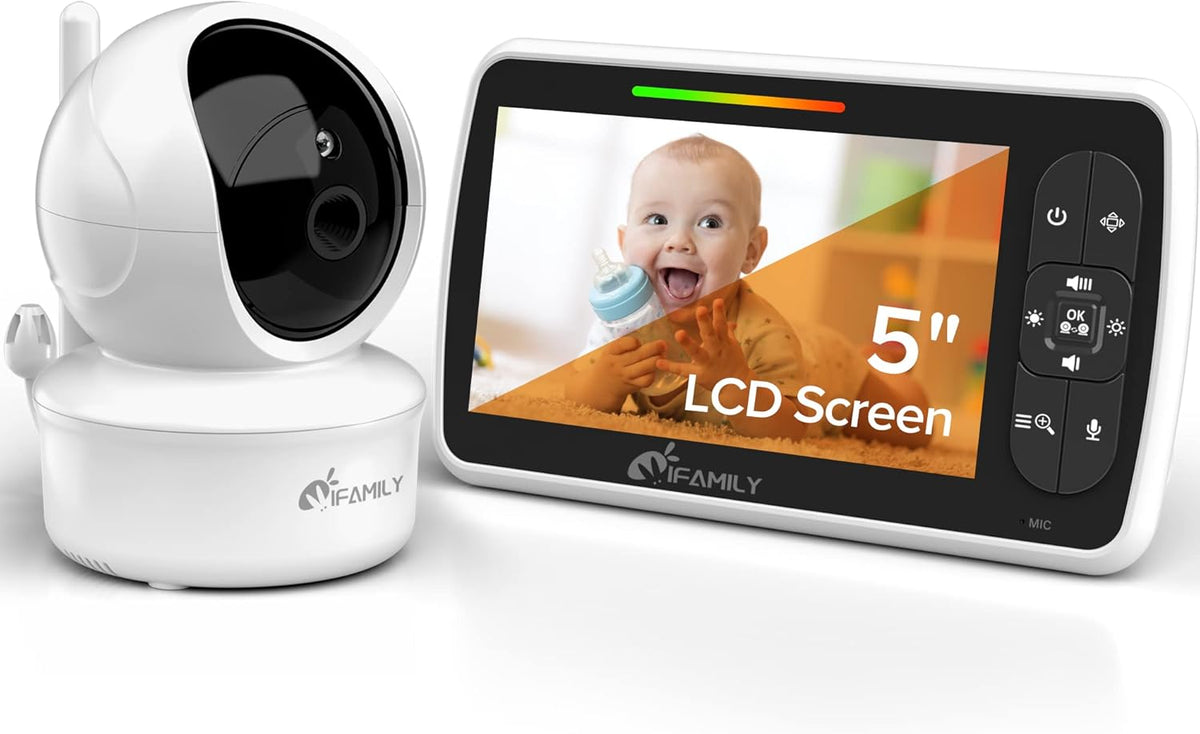 5" Large Display Video Baby Monitor with Infrared Night Vision, Temperature Display, Two Way Audio P7146