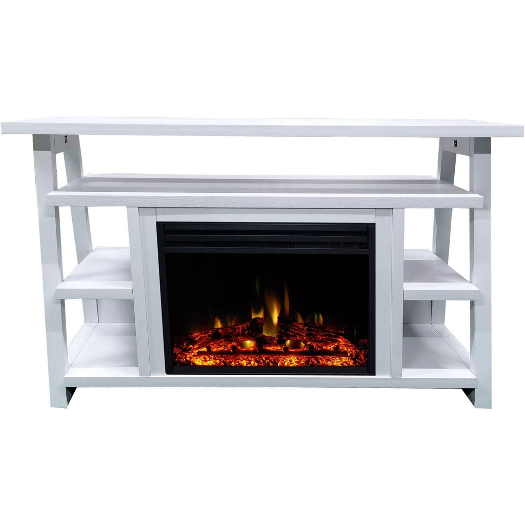 White Electric Fireplace Mantel G151