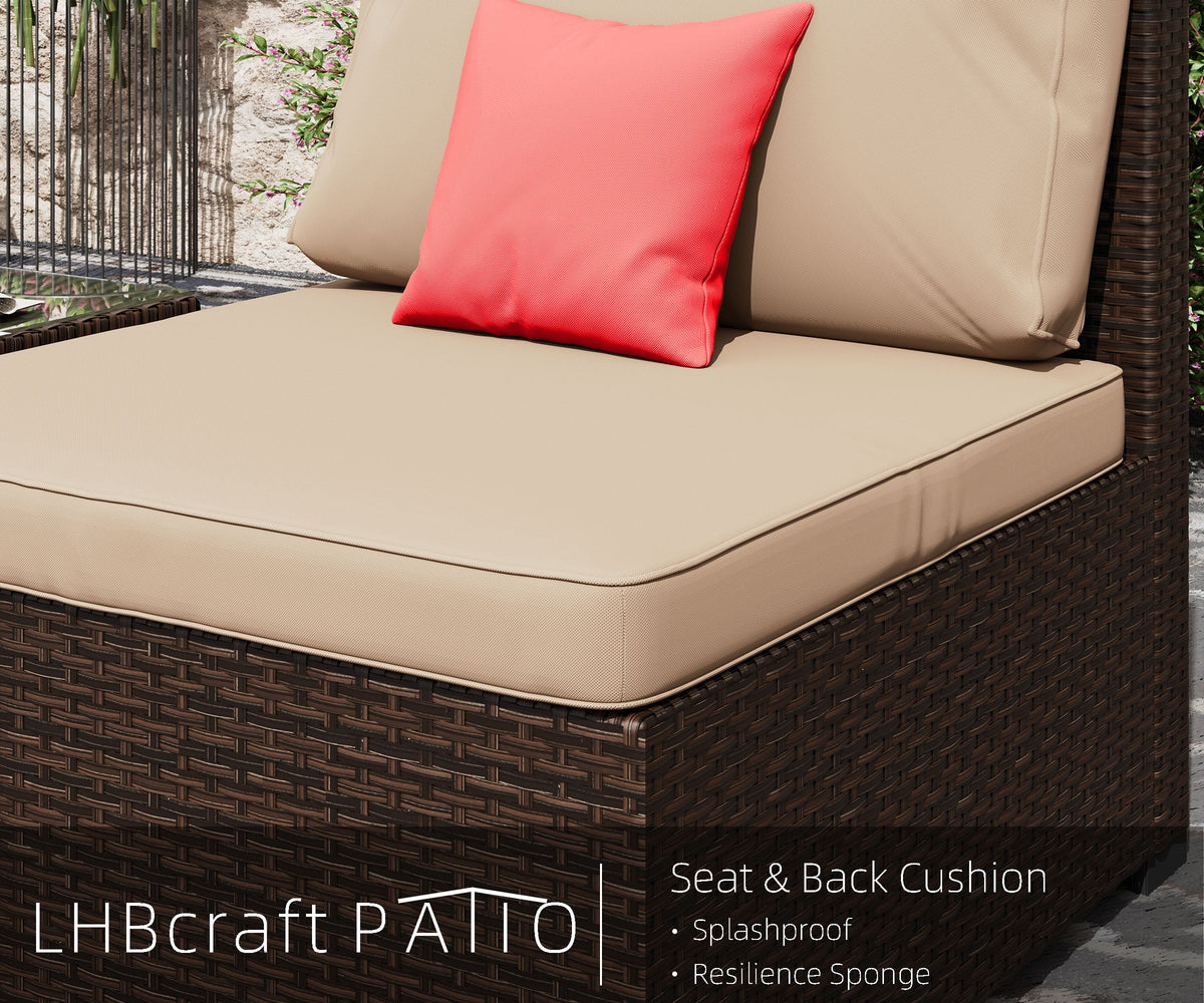 7 Piece PE Rattan Patio Sectional Sofa Set with Cushion and Coffee Table E857499