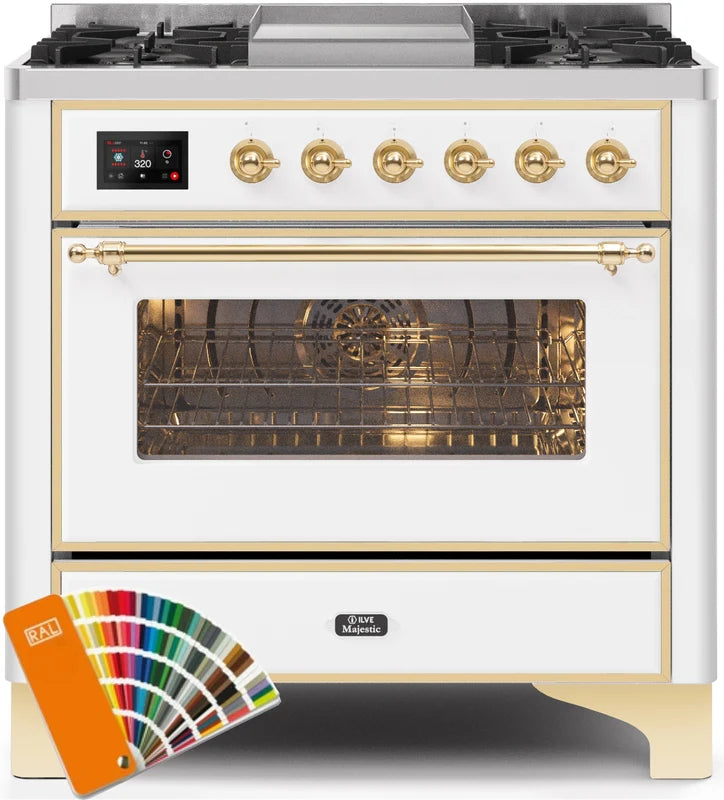 36 Dual Fuel Propane Gas Range with Brass Trim J36048
