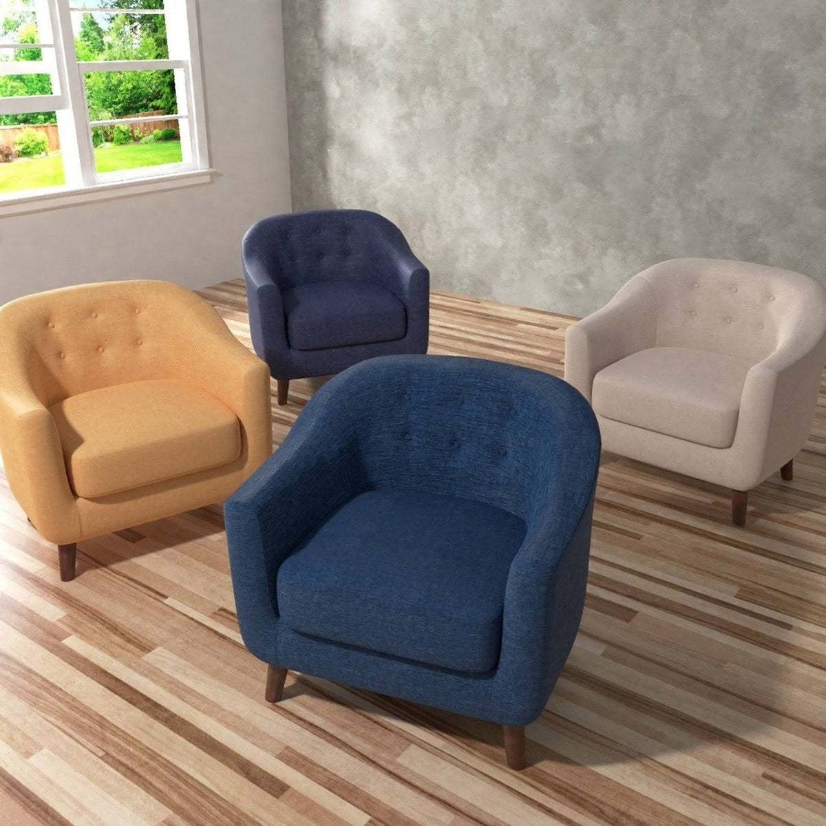 Light Blue Fabric Barrel Club Chair R886941