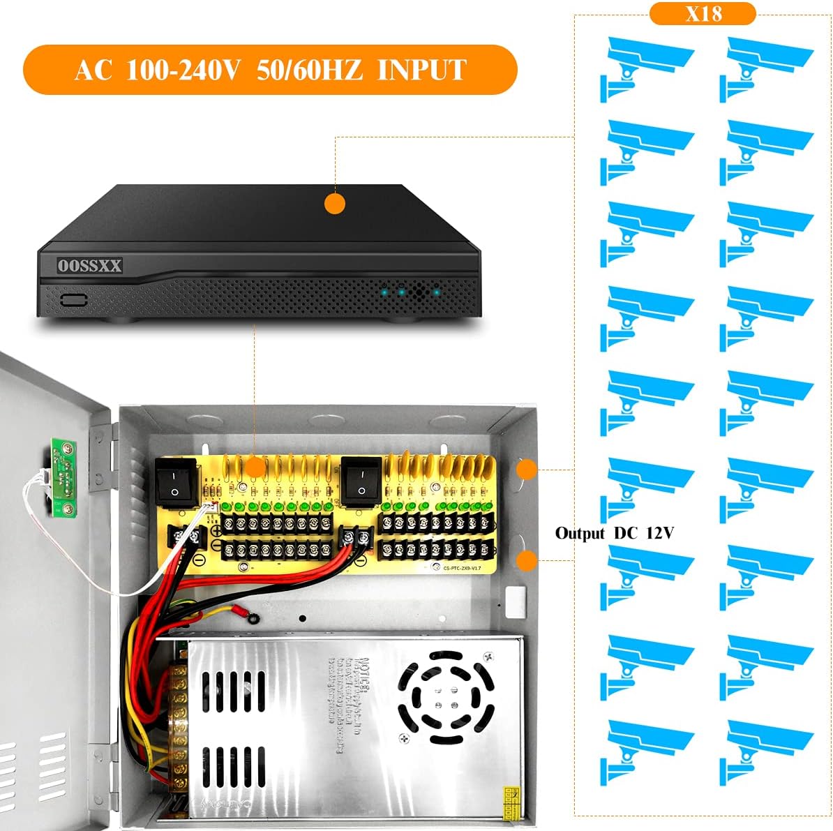 18 Channel CCTV Power Supply Box C526557