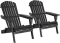 Folding Adirondack Chair Set of 2 Weather Resistant Wood Patio Chair Black P4602