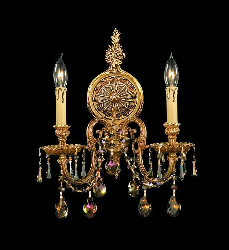 2 Light Crystal Cast Brass Wall Mount G428