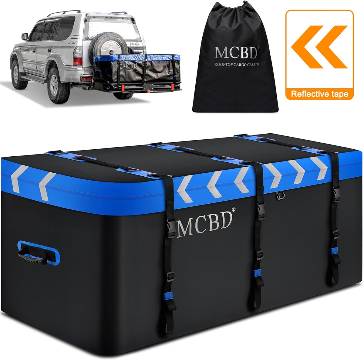 Hitch Cargo Carrier Bag, 20 Cubic Feet, Soft-Shell Waterproof Vehicle Cargo Carrier with 6 Reinforced Straps O54738
