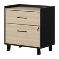 Soft Elm and Matte Black 2-Drawer File Cabinet C178871