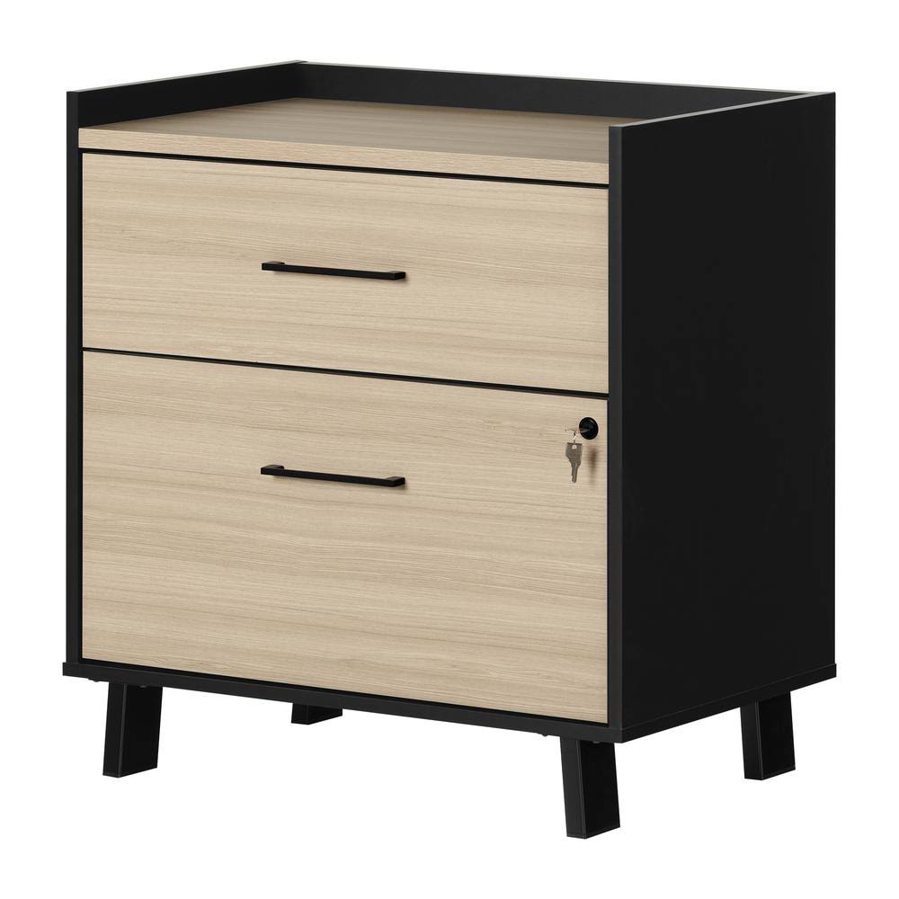 Soft Elm and Matte Black 2-Drawer File Cabinet C178871