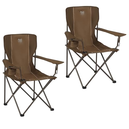 Collapsible Armrests Cup Holder Carry Mat Pet Leash Heavy Duty Foldable Chair Earth Brown P293246