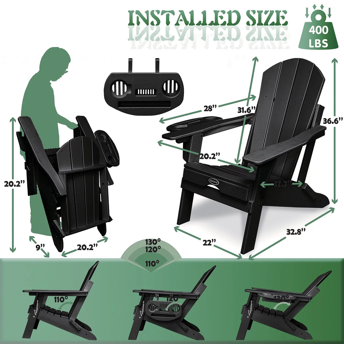 Folding Adirondack Chair with Ottoman R76304