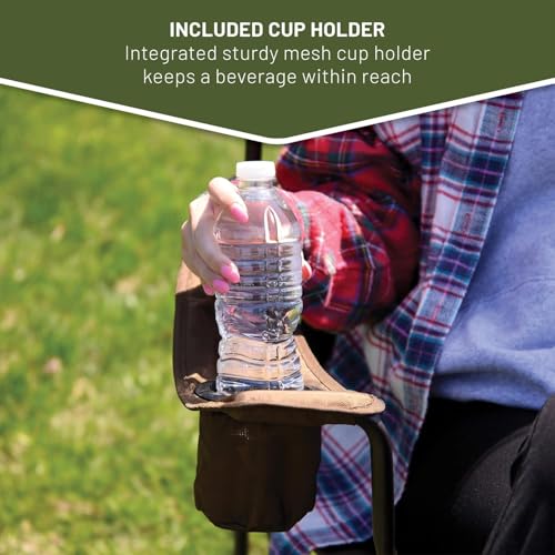 Collapsible Armrests Cup Holder Carry Mat Pet Leash Heavy Duty Foldable Chair Earth Brown P293246