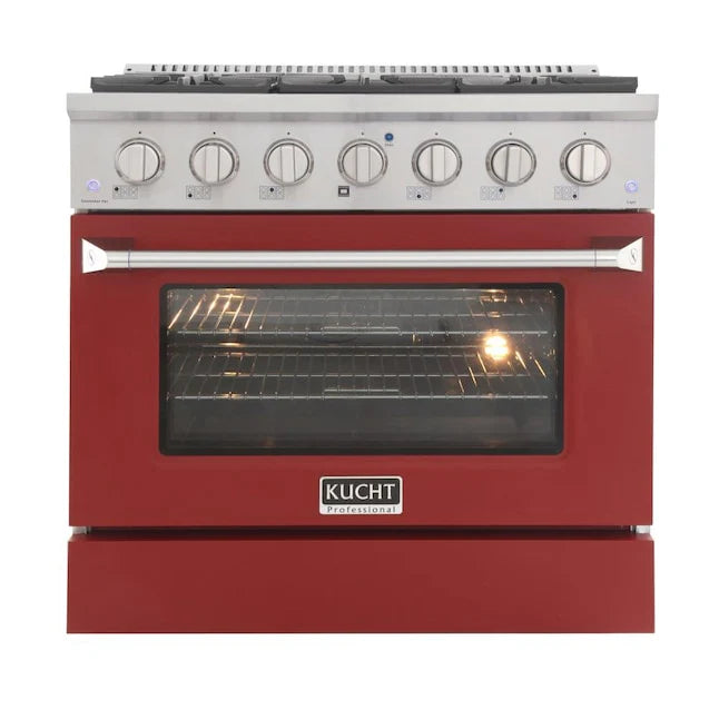 36 Pro-Style Natural Gas Dual Fuel Range with 4 Burners in Red T43473