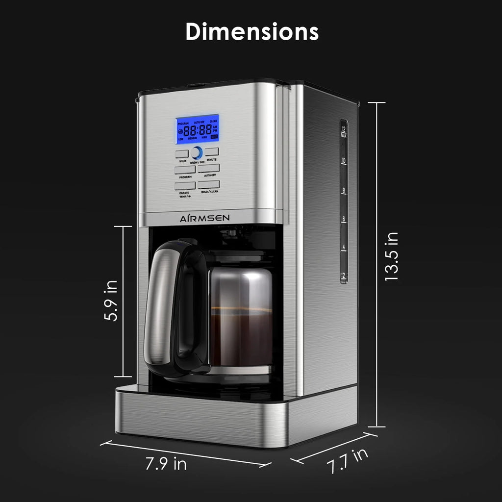 Stainless Steel 12 Cup Programmable Drip Coffee Maker Y7773