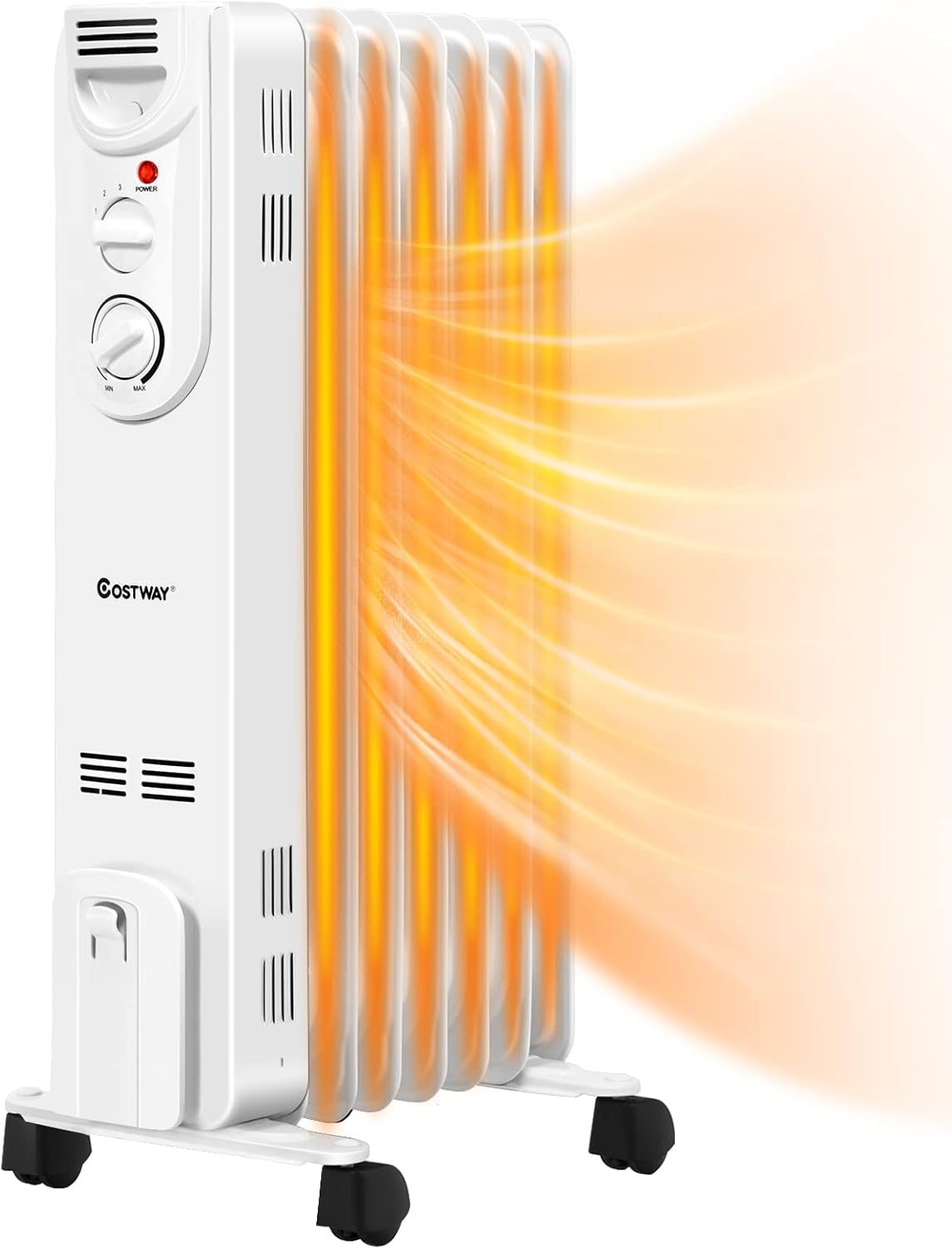1500W Oil Filled Radiator Heater with Adjustable Thermostat, 3 Heat Settings, Pack of 2 H12628