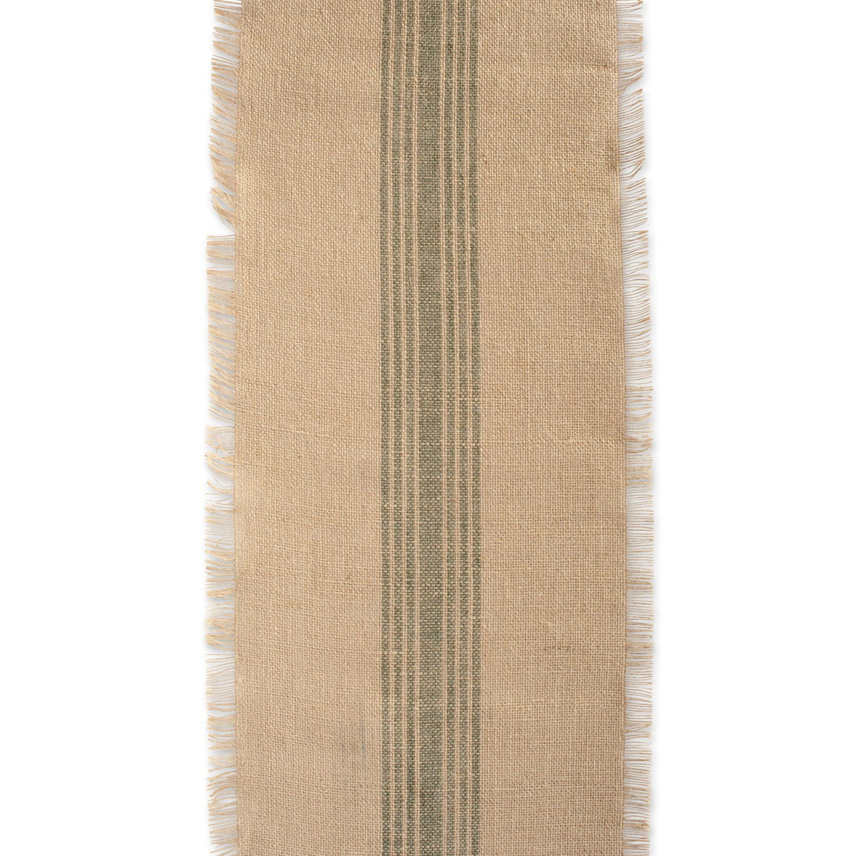 14x72" Beige Green Stripe Burlap Table Runner L783