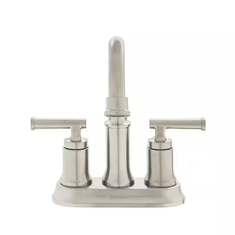 4 in. Centerset Double-Handle High-Arc Bathroom Faucet Brushed Nickel 2-Pack N12959