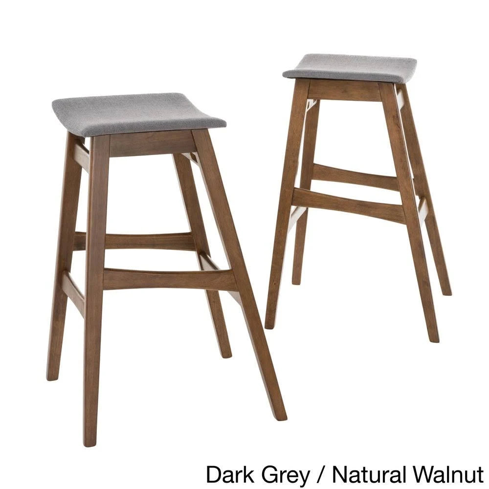 Dark Grey Fabric Bar Stool Set of 2 U99599
