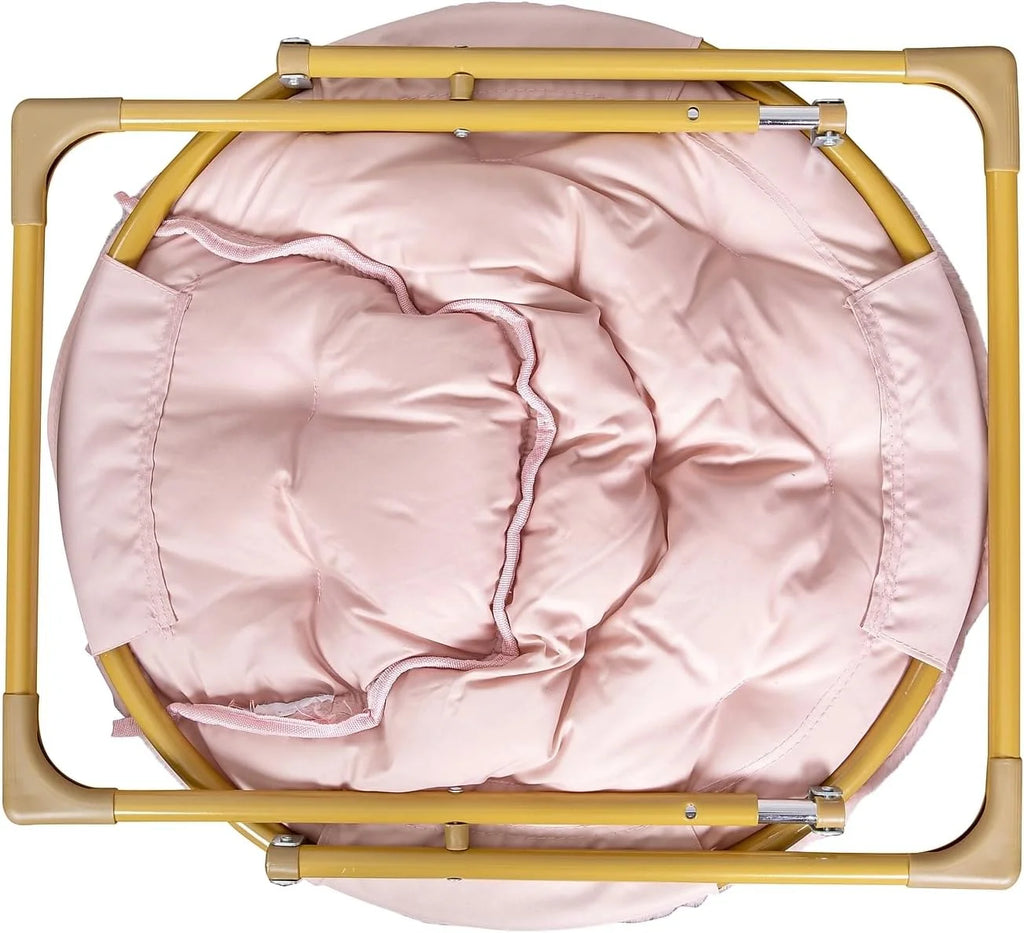 Blush Faux Fur Folding Saucer Chair A441