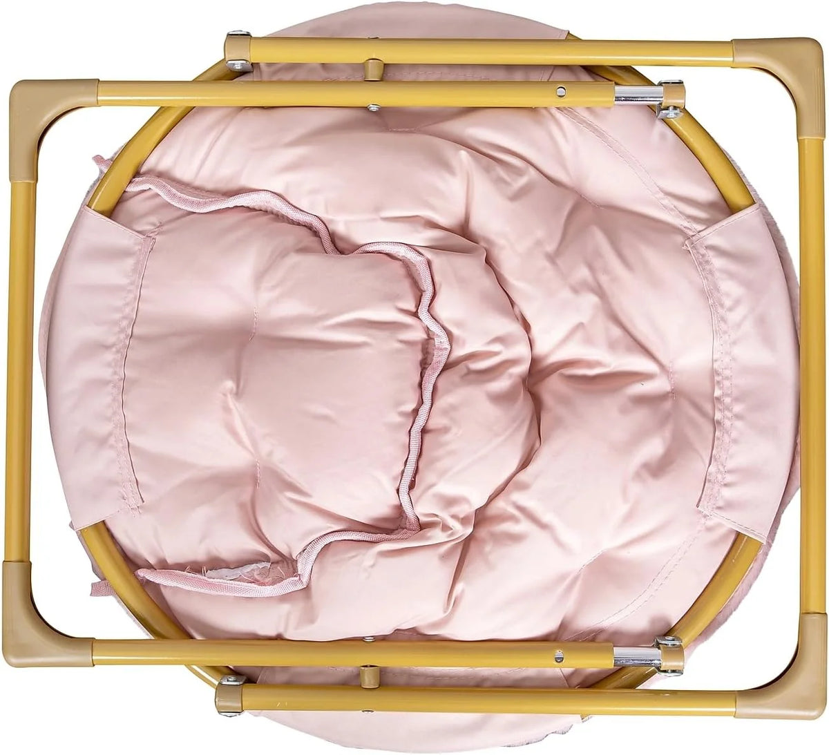 Blush Faux Fur Folding Saucer Chair A441