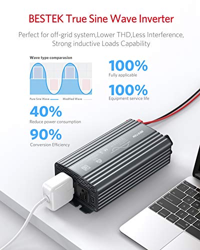 500W Pure Sine Wave Power Inverter 12V to 110V with Dual USB Ports U128518