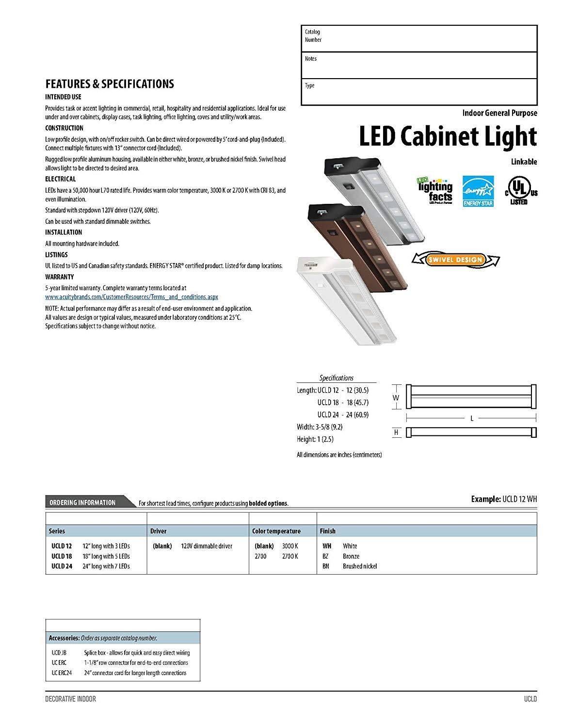 24in 3000K White LED Cabinet Light F910