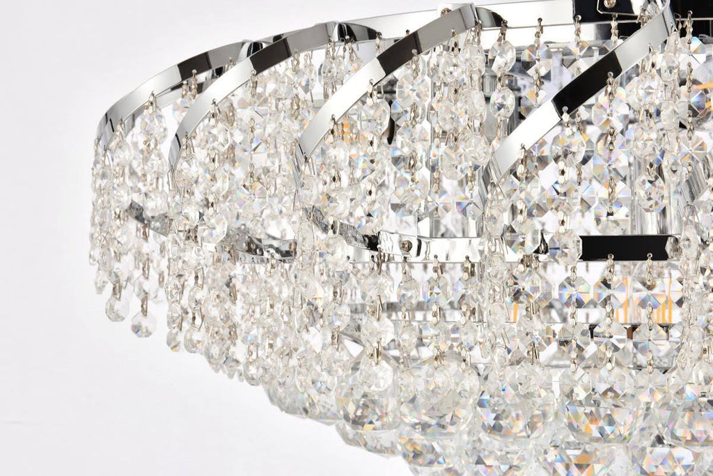 10 Light Chrome Flush Mount Clear Crystal I171752