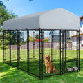 8x4x6 FT Heavy Duty Welded Wire Steel Dog Kennel with Roof T55605