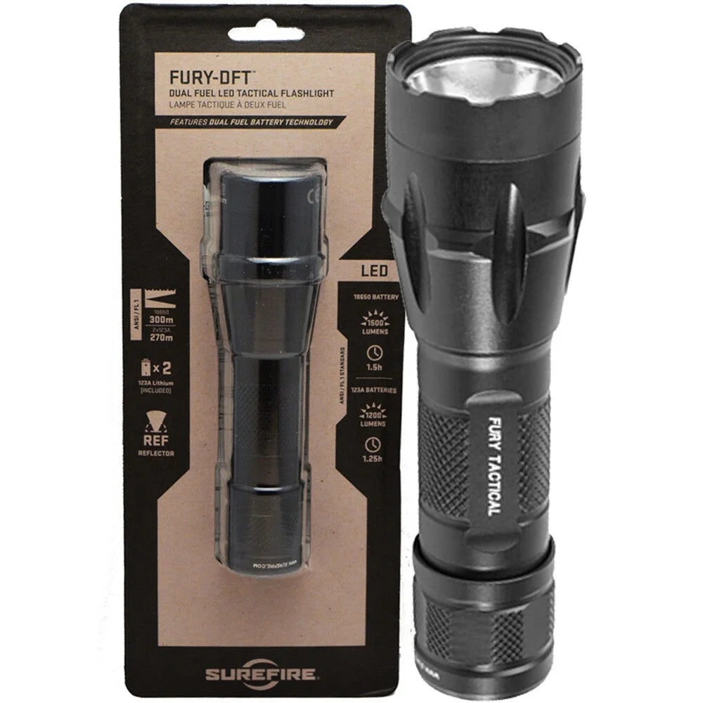 Dual Fuel LED Tactical Flashlight with 2 Extra CR123 R1571