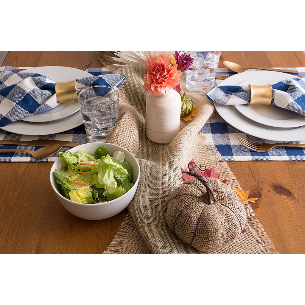 14x72" Beige Green Stripe Burlap Table Runner L783