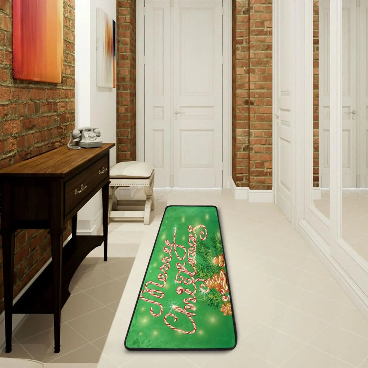 2'x6' Christmas Kitchen Runner Rug with Rubber Backing V60115