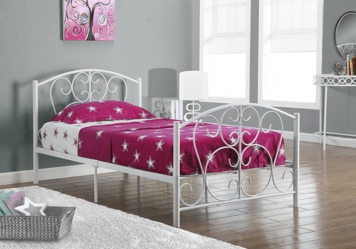 Matte White Rectangular Bed Frame Twin Size W634937