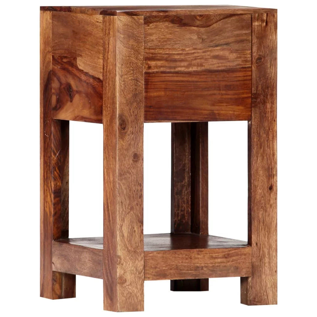Sheesham Wood Nightstand with Storage Drawer and Bottom Shelf J624607