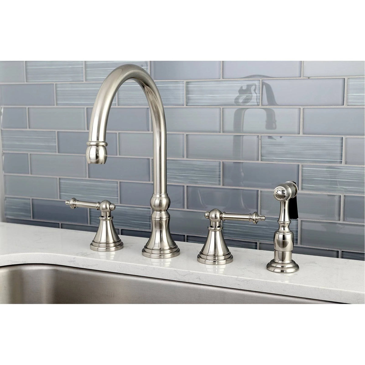 Polished Chrome Kitchen Faucet with Brass Sprayer Y435