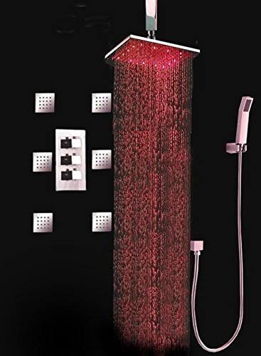 10x22 LED Rainfall Shower Head with 6 Massage Jet L223