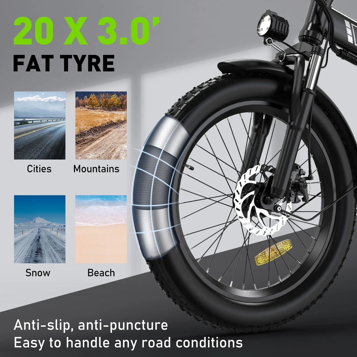 20"x3.0 Fat Tire Electric Bicycle with 500W/36V/12Ah Battery, Shimano 7-Speed L34281