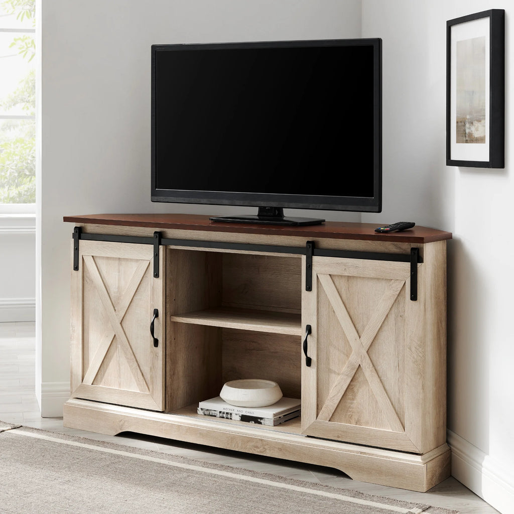 White Oak Corner TV Stand T32963