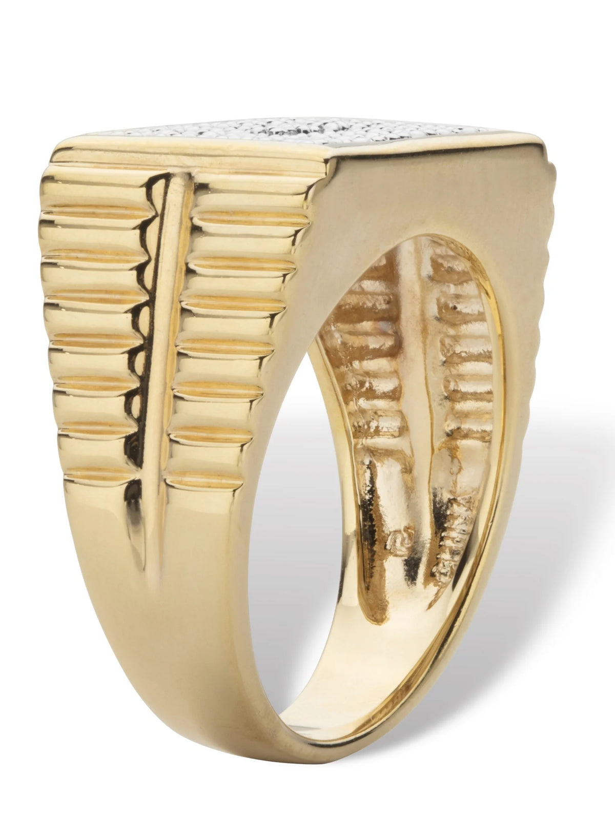 Two-Tone Gold-Plated Grid Ring O893468