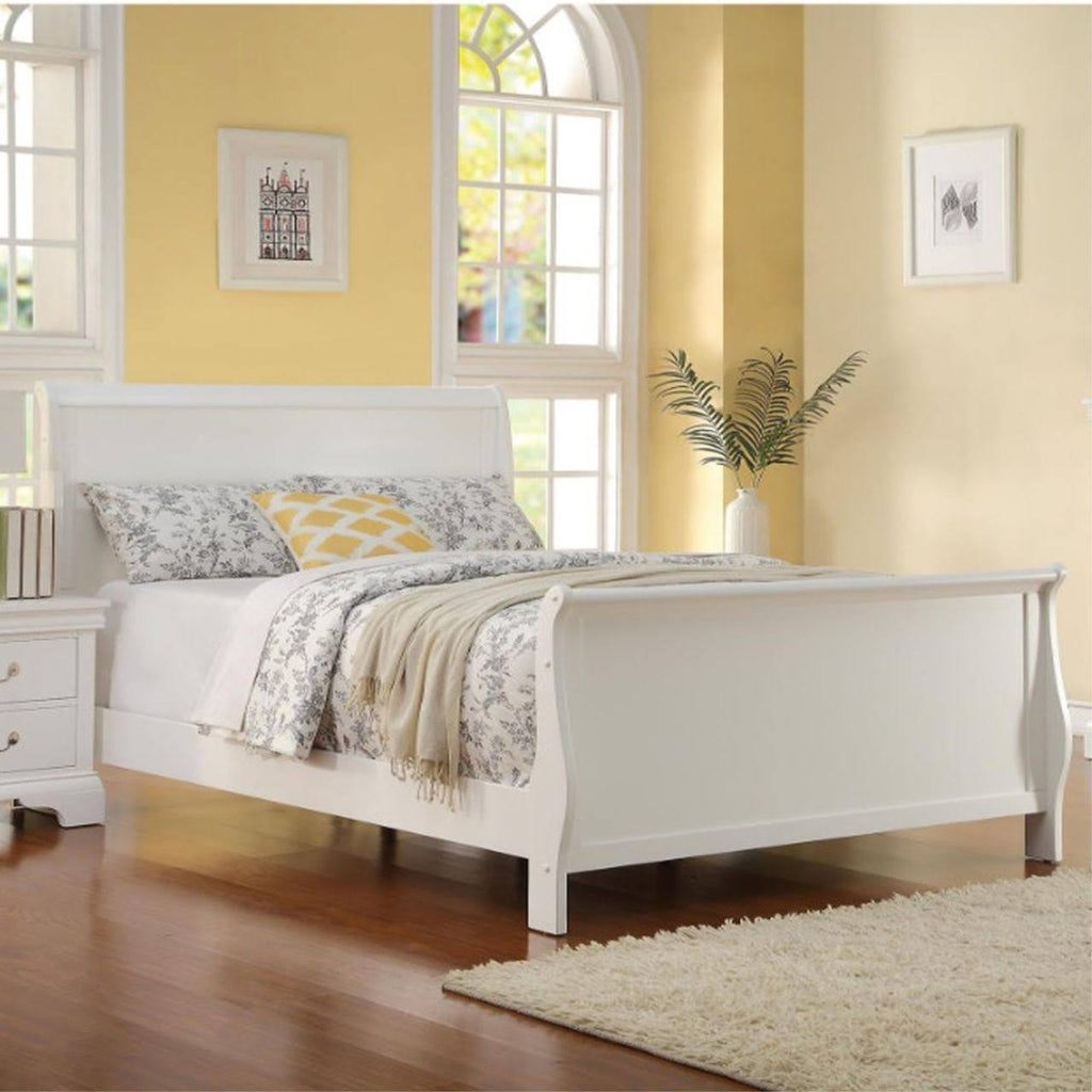 White Wooden Twin Bed K878