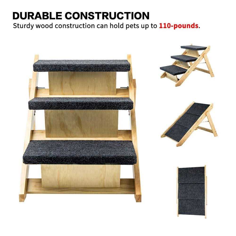 Foldable 4 Levels Wooden Pet Stairs & Ramp D8977