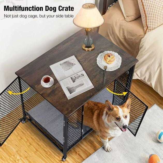 Dog Crate Furniture Side End Table with Tray P324