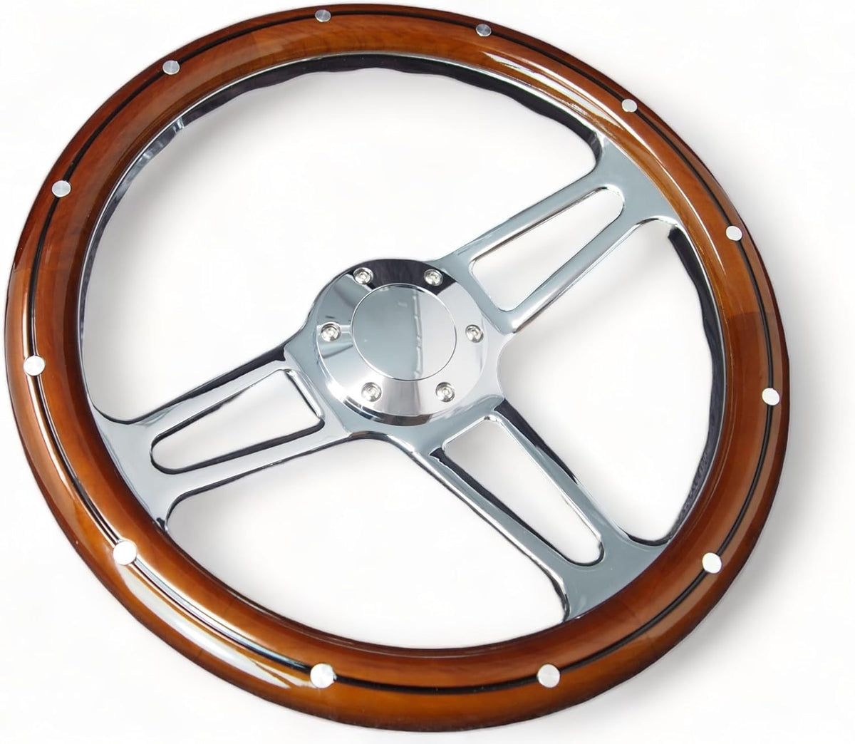 14" 350mm 3-Spoke Mahogany Wood Grain Steering Wheel M840