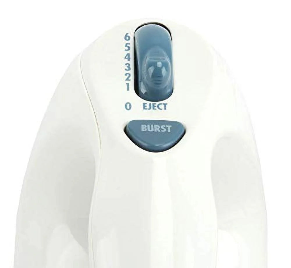 White 6-Speed Electric Hand Mixer with Whisk, Beaters, Storage Case V1933