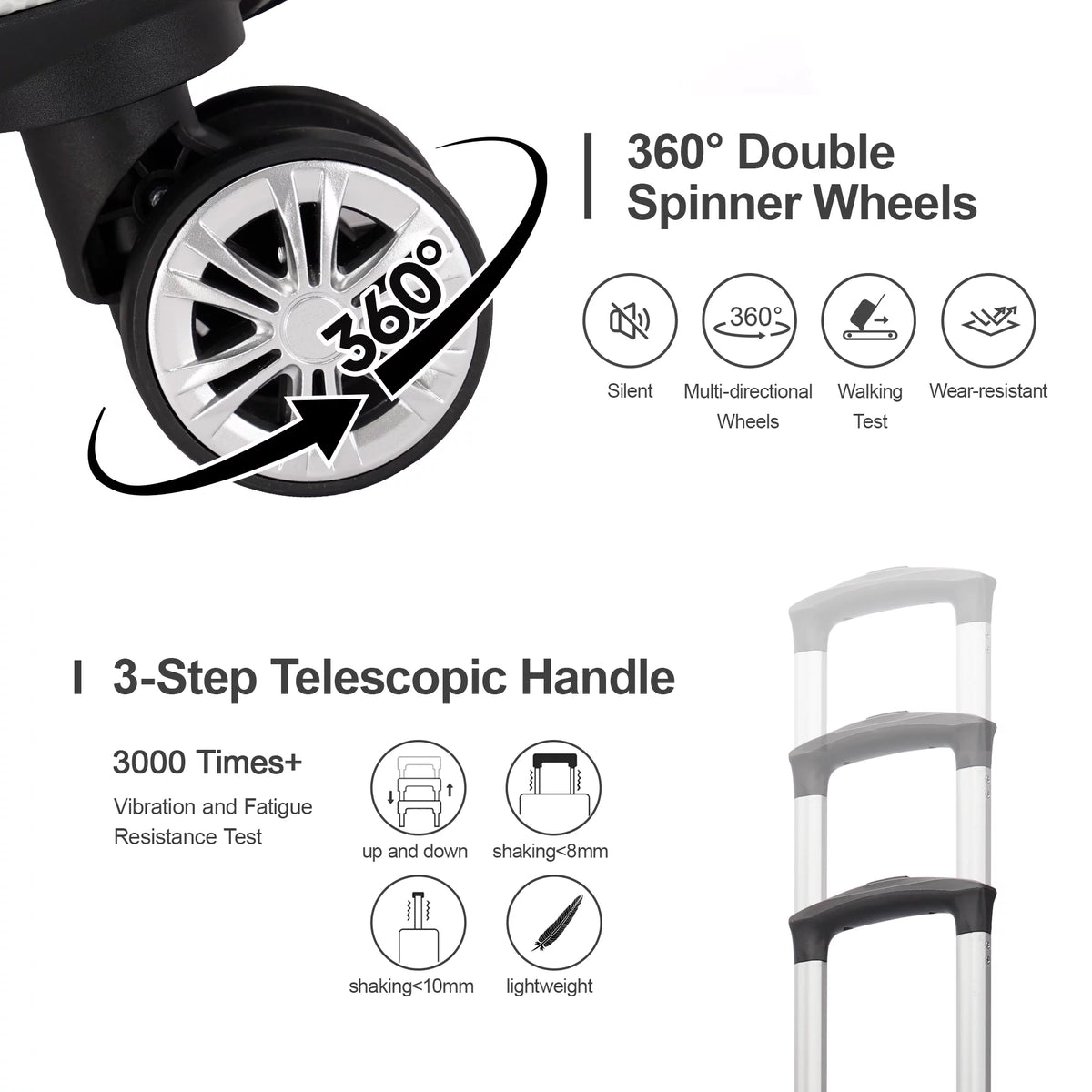 Expandable Hard Shell 3 Piece Luggage Set with Spinner Wheels V49643