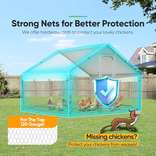 Large Metal Chicken Coop Run with Roosting Perch and Waterproof Roof Cover, 12x9x6.6FT P109738