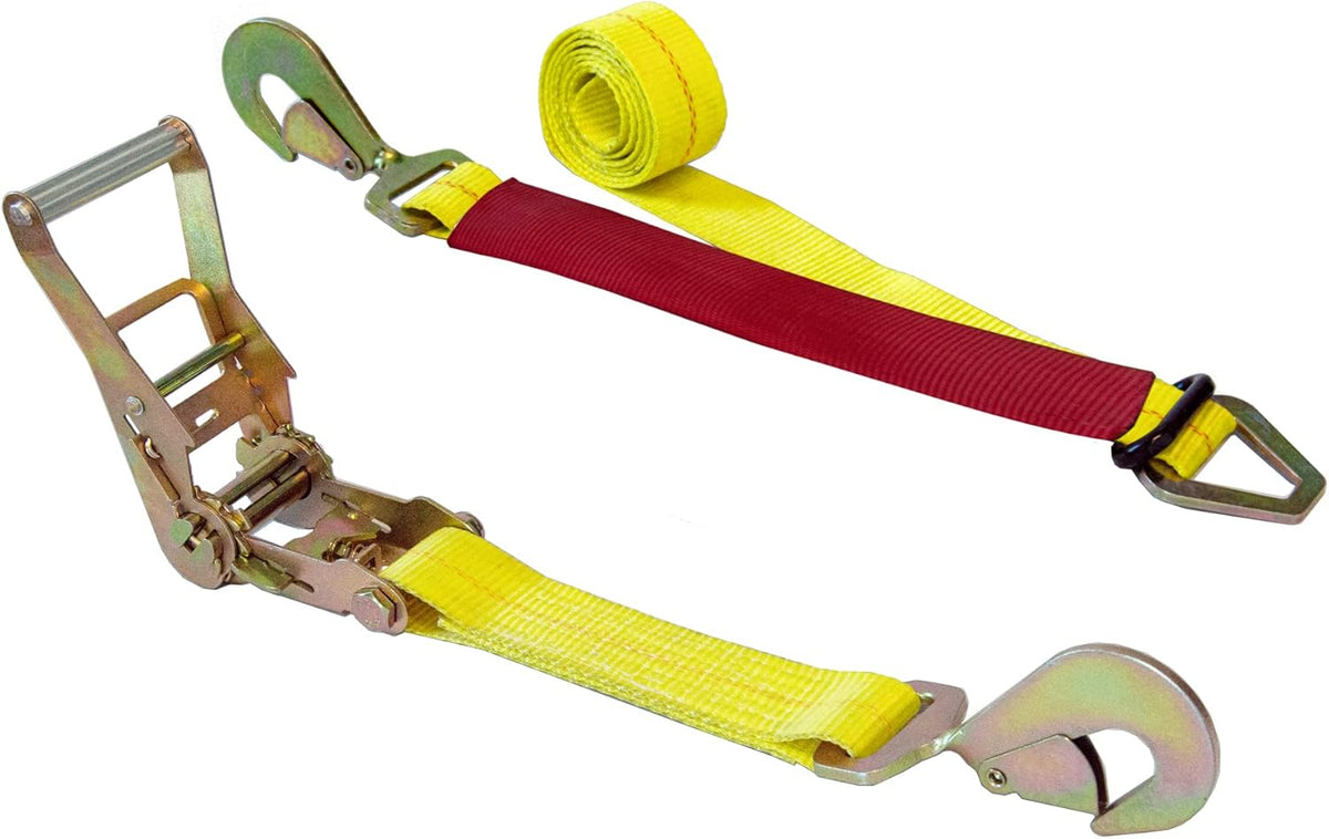 8' Tie Down Ratchet Axle Strap with Snap Hooks Yellow 10-Pack W2280