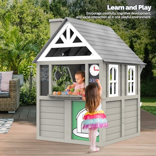 Kids Wooden Playhouse with Sink, Stove and Cookware N15144