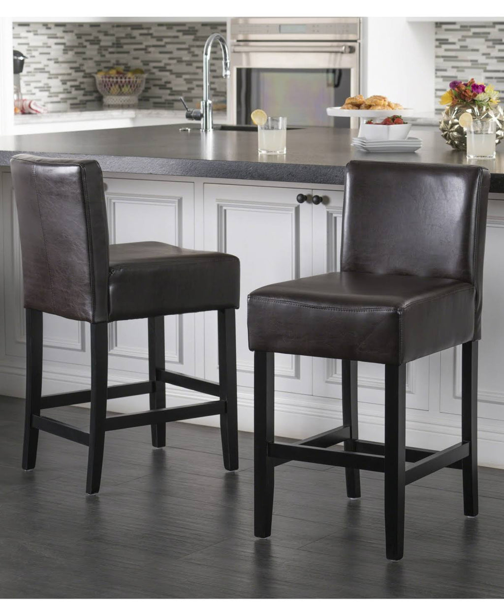 White Counter Stool Set of 2 K329
